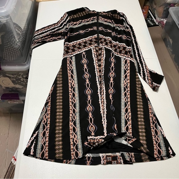 Free People Stella Graphic Print Mini Dress Black Combo Size Small O2 - Picture 2 of 7